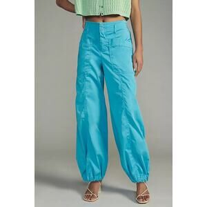 Maeve Anthropologie Clean Balloon Pants Light Blue Barrel Wide Leg Sz 12P Petite